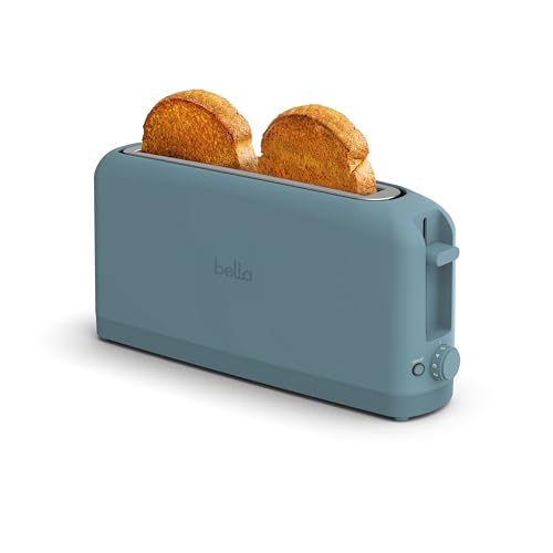 bella 2 Slice Slim Toaster. Fits-anywhere™ Kitchenware. 6 Setting Shade Control with Reheat & Cancel Buttons. Fits sourdough. 10 Long Slot. Anti Jam & Auto Shutoff. 900 Watt. Surf