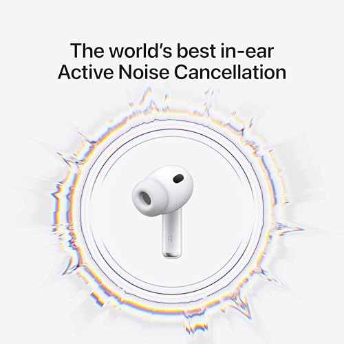 Apple AirPods Pro 3 Wireless Earbuds. Active Noise Cancellation. Live Translation. Heart Rate Sensing. Hearing Aid Feature. Bluetooth Headphones. Spatial Audio. High-Fidelity Sound. USB-C Charging