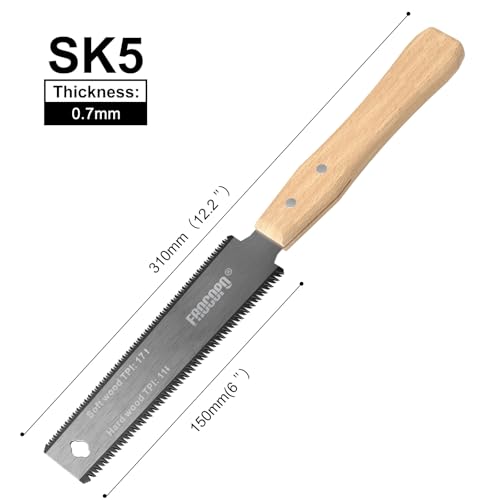 Hand Saw Woodworking Tools. 6-Inch Pull Saw. Flexible Double-Edge Blade 17/11 TPI. Japanese Flush Cut for DIY Craft. Non-Slip Wood Handle. Sharp & Lightweight for Woodworking and Garden Trim