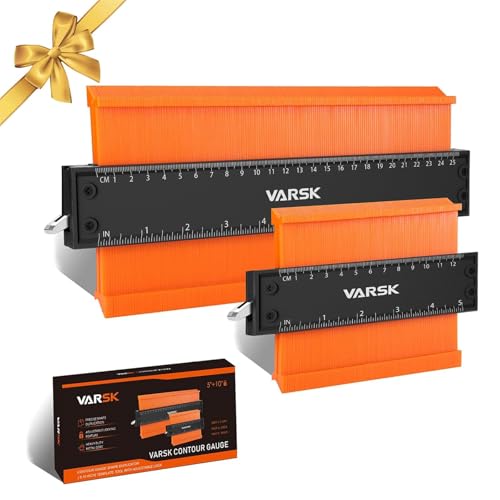 VARSK Contour Gauge Tool with Lock 5+10 Inch - Measuring Scribe Profile Tool. Birthday Gifts for Men Dad Him. Cool Gadgets Tools for Men DIY Handyman. Woodworking Tools for Measuring Flooring