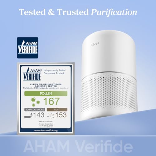 LEVOIT Air Purifier for Home Allergies Pet Hair in Bedroom. Covers Up to 1073 ft² by 56W High Torque Motor. AHAM VERIFIDE. 3-in-1 Filter with HEPA Sleep Mode. Remove Dust Smoke Odor. Core300-P. White