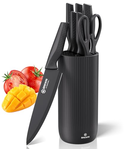 Knife Set. Brewin Kitchen Knife Set. Knives Set for Kitchen. Universal Knife Block. Utility Knife Block Set. New Home Essentials. Apartment Essentials. Dishwasher Safe