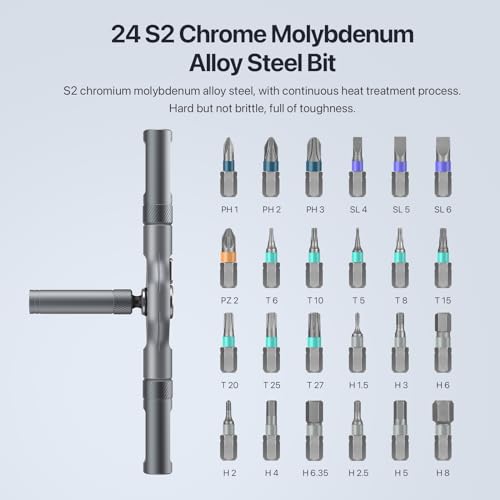 24 in 1 Magnetic Screwdriver Set. DIY Ratchet Mini Screwdriver Set. Removable self-Assembly Precision Screwdriver kit. Magnetic DIY Precision Tool kit for PC Mobile Watch Bicycle