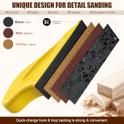 90PCS Premium Micro Detail Sander Kit. Updated 3-in-1 Mini Hand Sanding Block. 60-400 Grit Sandpaper for Wood Crafts. Tight Spaces. and DIY Polishing Projects