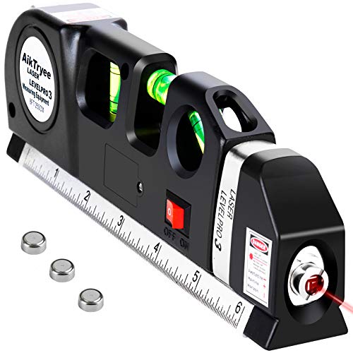 Laser Level Line Tool. Multipurpose Laser Level Kit Standard Cross Line Laser leveler Beam Tool with Metric Rulers 8ft/2.5M for Picture Hanging cabinets Tile Walls by AikTryee.