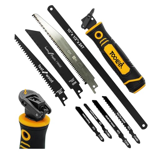 8-In-1 Multi Blades Hand Saw. Drywall Cutter. Hacksaw. Long Blade Hand Saw. Jab Saw. For Cutting Drywall. Sheetrock. Wood. Metel. Plastic. Plywood. Blade Quick Change Mechanism.
