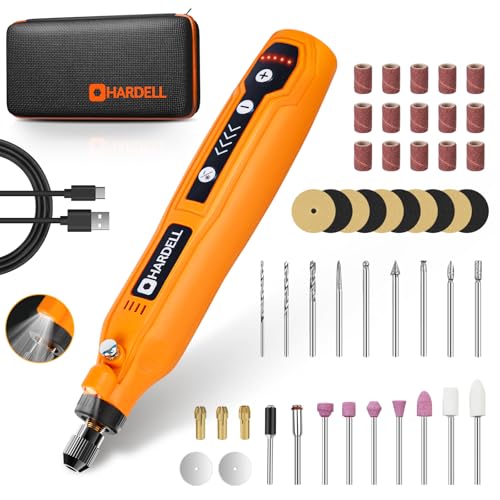 HARDELL Mini Cordless Rotary Tool. 5-Speed and USB Charging Rotary Tool Kit with 69 Accessories. Multi-Purpose 3.7V Power Rotary Tool for Sanding. Polishing. Drilling. Etching. Engraving. DIY Crafts