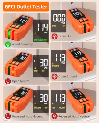 Circuit Breaker Finder & GFCI Outlet Tester with Digital LCD Display. 90-135V Electrical Circuit Tracer Tool for Electricians/DIY – Lightweight (Includes Batteries & Carrying Case)