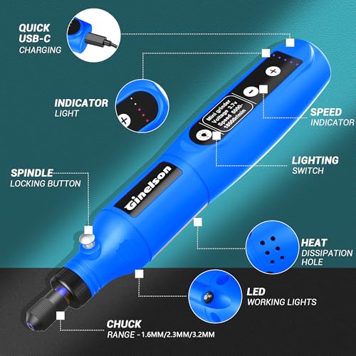 Cordless Rotary Tool. 5 Variable Speed Mini Rotary Tool Kit with 70 Accessories. 3.7V Type-C Charging Power Rotary Tool for Engraving. Sanding. Polishing. Carving. Cutting. DIY Crafts
