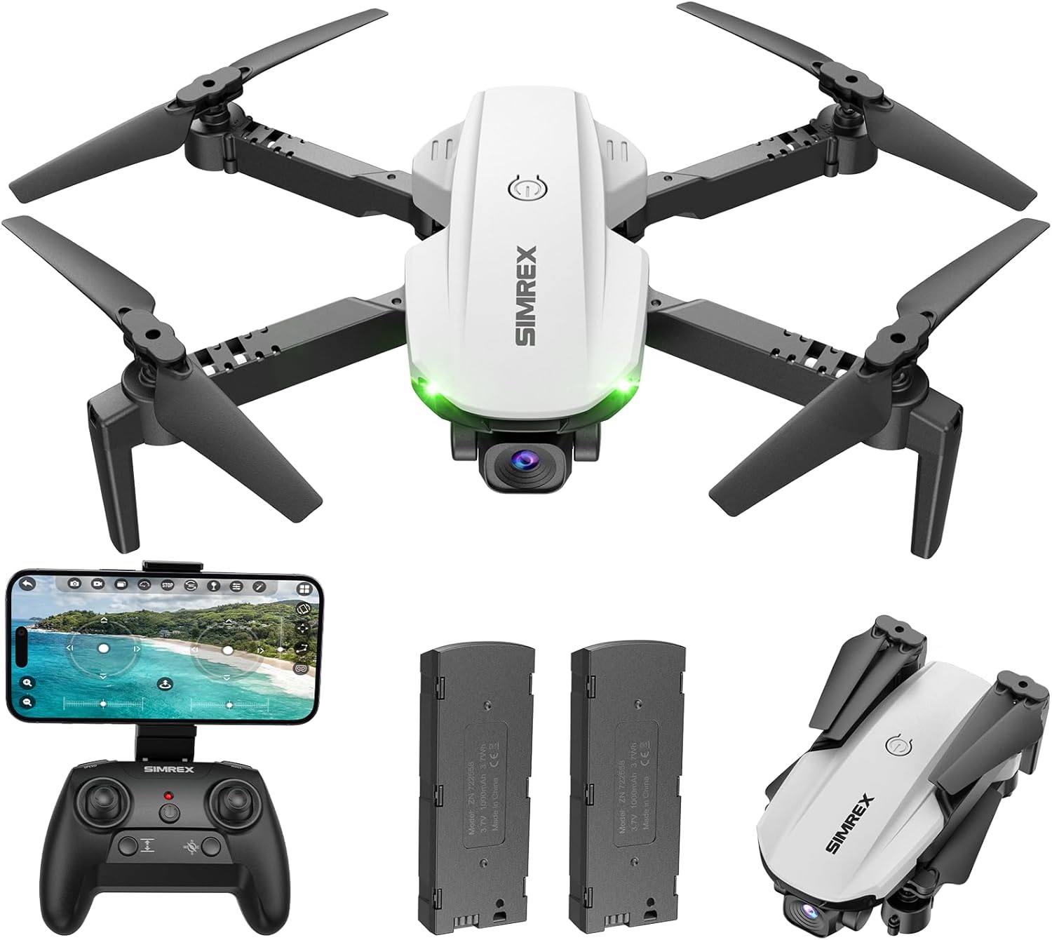 SIMREX Drone With Camera 1080P for Kids And Adults. RC Quadcopter with Altitude Hold. Mini Drone With One Key Start. Waypoint Fly. Headless Mode. 3D Flip. 3 Speeds. Remote Control Drone for Beginners