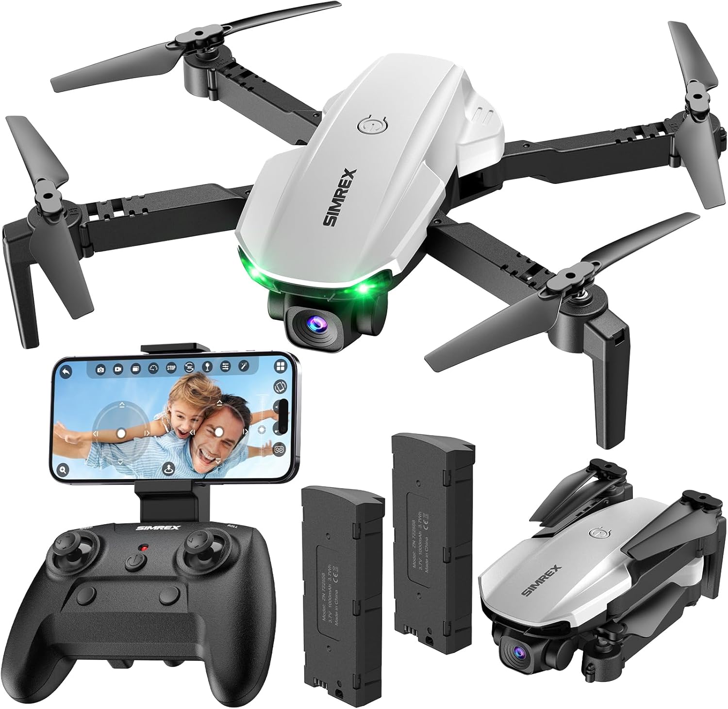 SIMREX Drone With Camera 1080P for Kids And Adults. RC Quadcopter with Altitude Hold. Mini Drone With One Key Start. Waypoint Fly. Headless Mode. 3D Flip. 3 Speeds. Remote Control Drone for Beginners