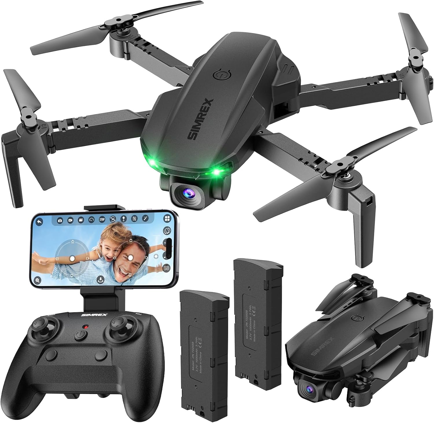 SIMREX Drone With Camera 1080P for Kids And Adults. RC Quadcopter with Altitude Hold. Mini Drone With One Key Start. Waypoint Fly. Headless Mode. 3D Flip. 3 Speeds. Remote Control Drone for Beginners