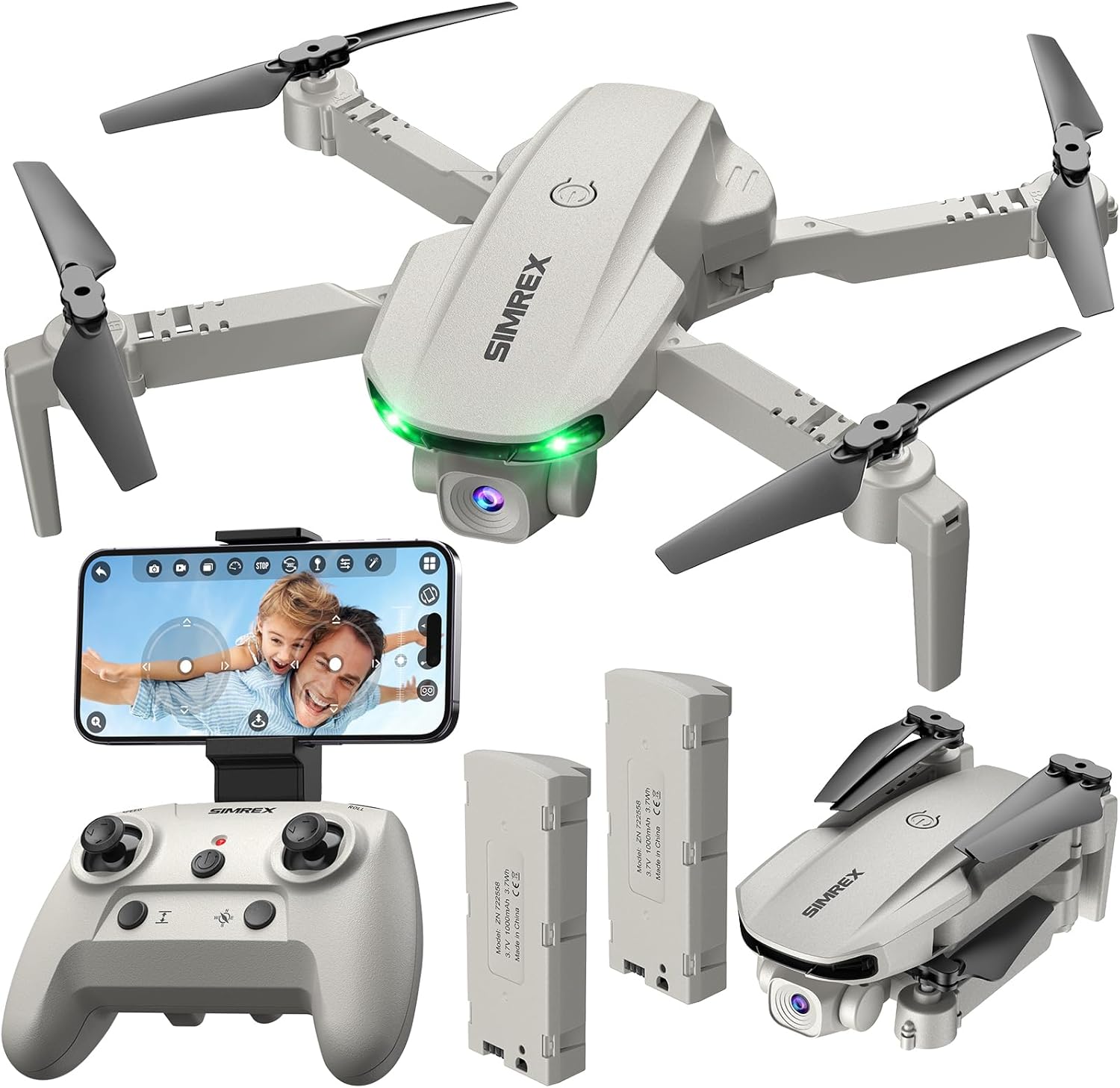SIMREX Drone With Camera 1080P for Kids And Adults. RC Quadcopter with Altitude Hold. Mini Drone With One Key Start. Waypoint Fly. Headless Mode. 3D Flip. 3 Speeds. Remote Control Drone for Beginners