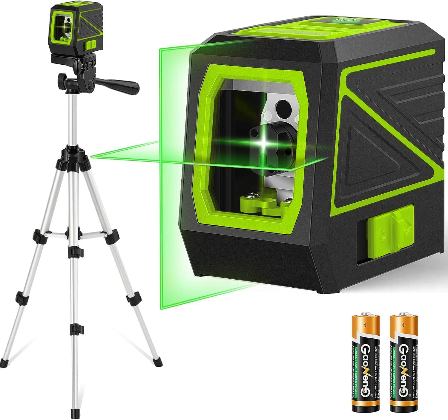 Laser Level. 100 feet 360 Self Leveling Green Cross Line lazer leveler tool with Tripod & Battery - for Picture Hanging. Construction. and DIY Home Improvement - IP54 Waterproof for Laser Measuring