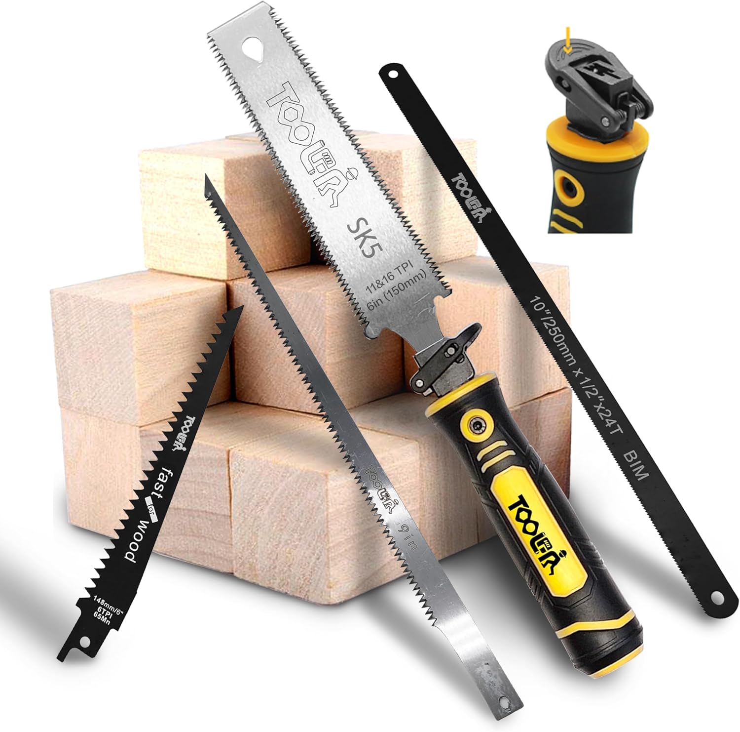 8-In-1 Multi Blades Hand Saw. Drywall Cutter. Hacksaw. Long Blade Hand Saw. Jab Saw. For Cutting Drywall. Sheetrock. Wood. Metel. Plastic. Plywood. Blade Quick Change Mechanism.
